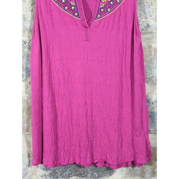 Anthropology Akemi + Kin Vizela Tank Top Woman's XS Pink Embroidered Beaded - Picture 4 of 13